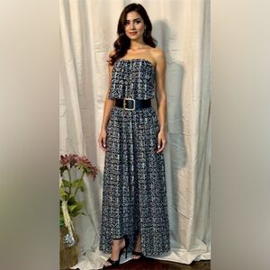 5th & Love Black and White Patterned Strapless Jumpsuit